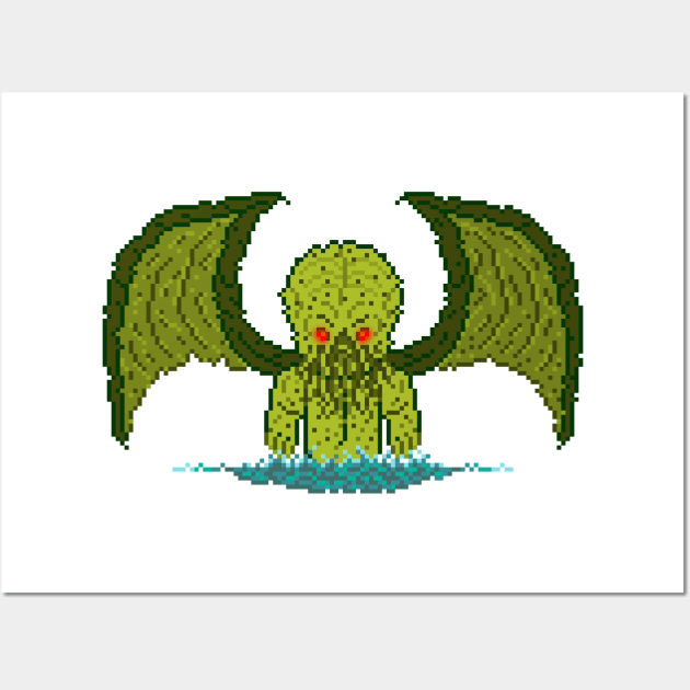 Pixel Monster Cthulhu Wall Art by gkillerb